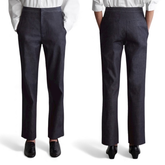 NWT COS Women's Straight Leg Fit Denim Chinos Pants Navy Blue High Rise Size 2 - Picture 1 of 9